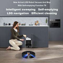 LDS Robot Vacuum Cleaner & Mop Liectroux T9,Wet Dry Cleaning,Self Empty,Multi-floor Map,6500Pa,Carpet Boost,Anti-Tangle Brushes
