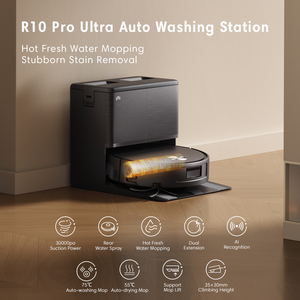 MSLUXE R10 Pro Ultra Robot Vacuum & Mop with 30,000Pa Suction, AI Navigation & Self-Cleaning